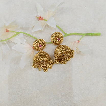 Gold Polki Jhumi Bollywood Dilnoor Earrings