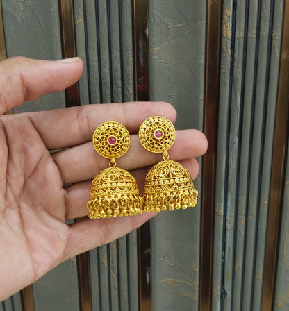 Gold Polki Jhumi Bollywood Dilnoor Earrings