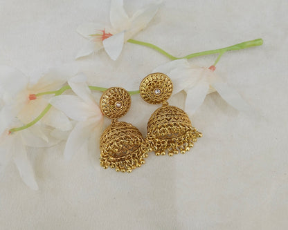 Gold Polki Jhumi Bollywood Dilnoor Earrings