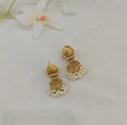 Gold White Bollywood Navneet Earrings