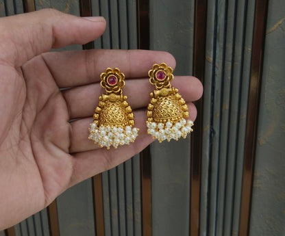 Gold Bollywood Navneet Earrings