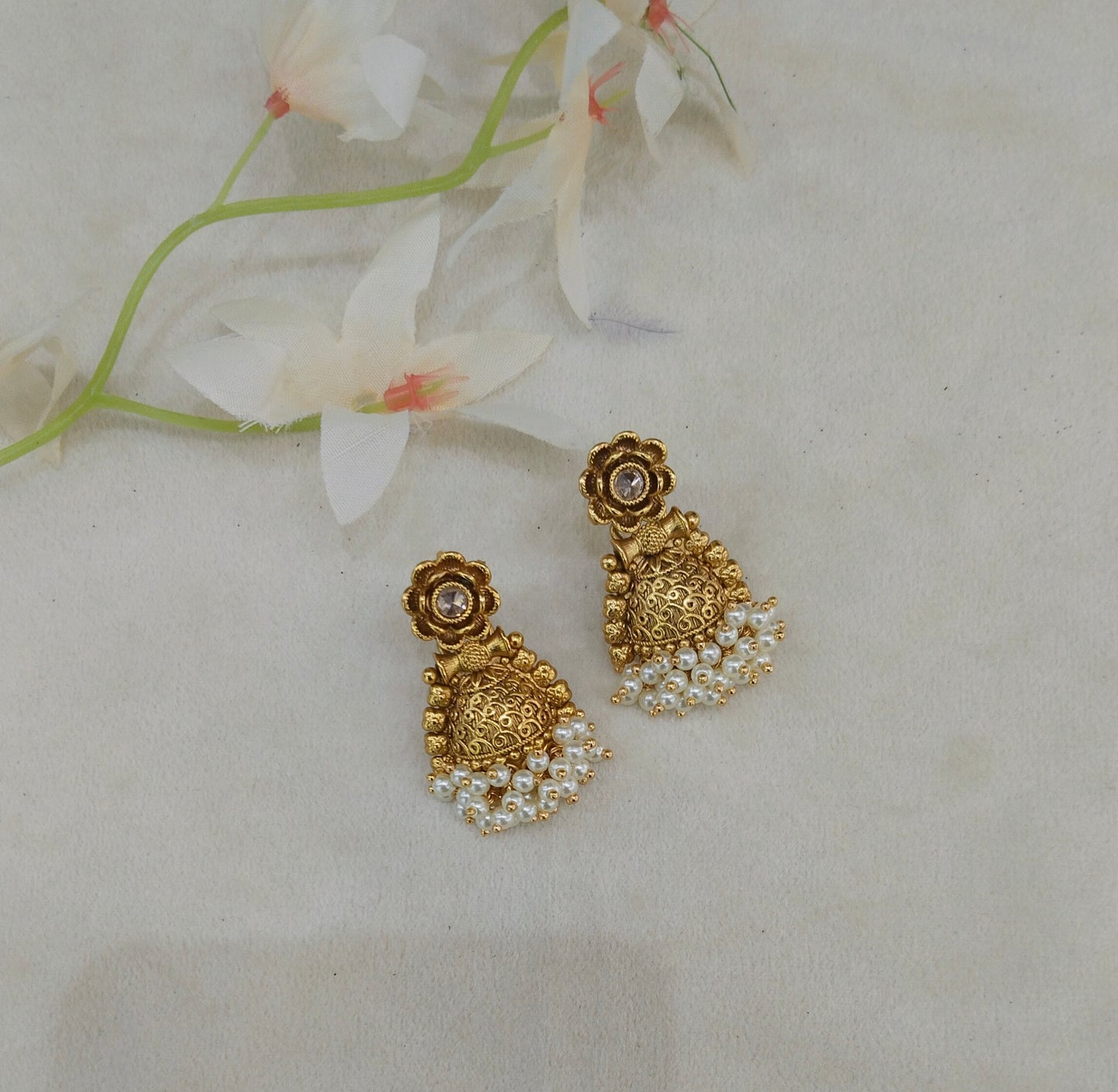 Gold Bollywood Navneet Earrings