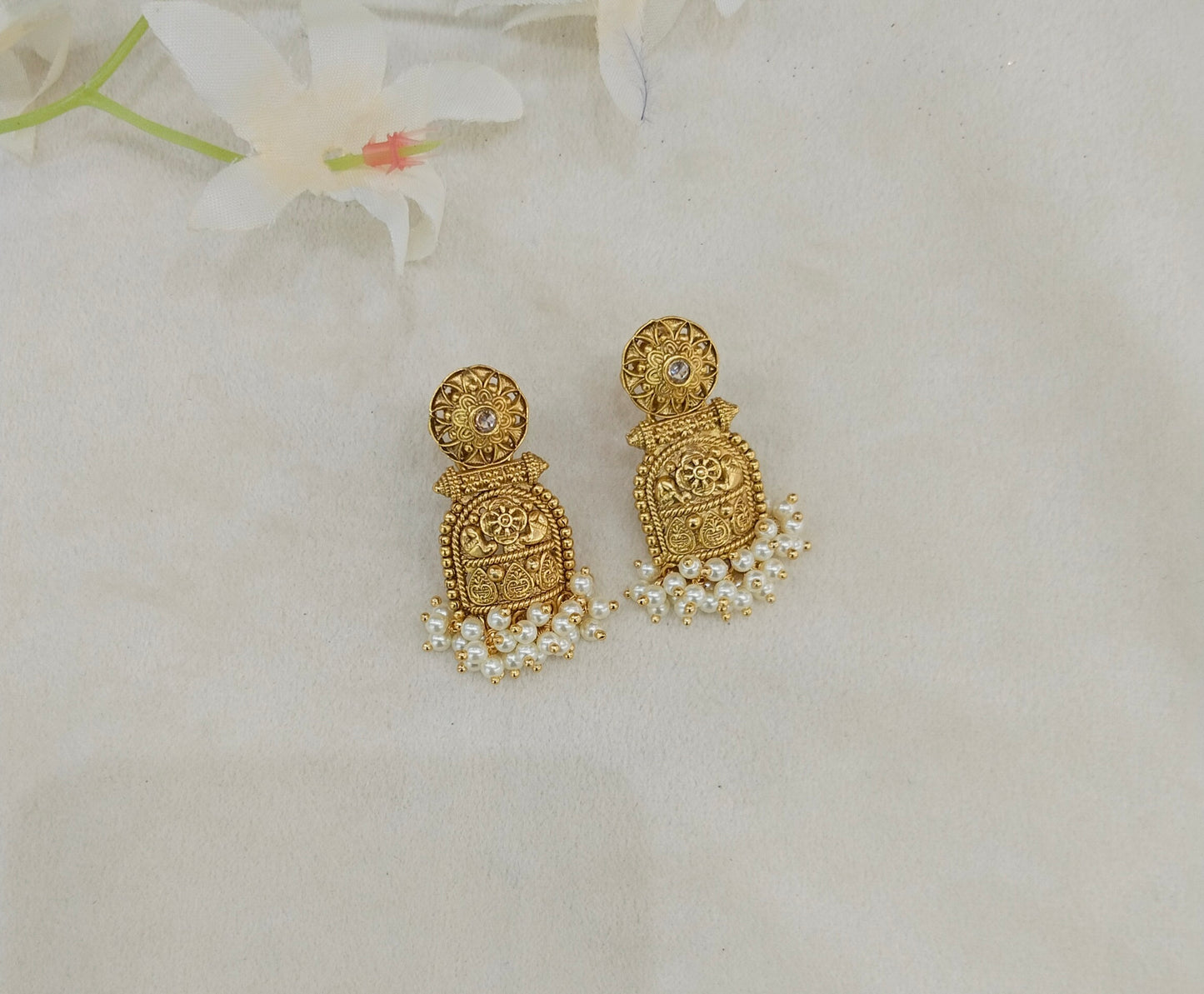 Gold Bollywood Navneet Earrings