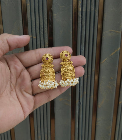 Gold Bollywood Navneet Earrings