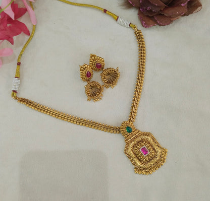 Gold Polki Ruby Green Necklace Jewellery Ranu Set