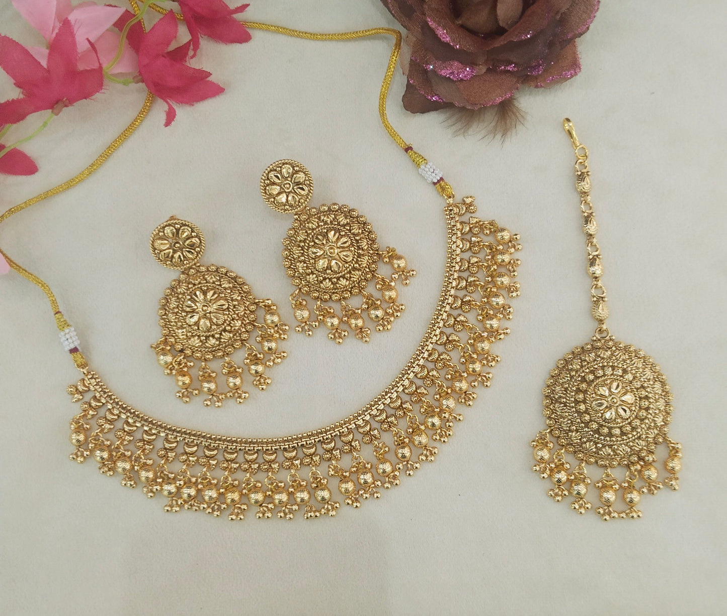Gold Polki Punjabi Nacklace Birpal set