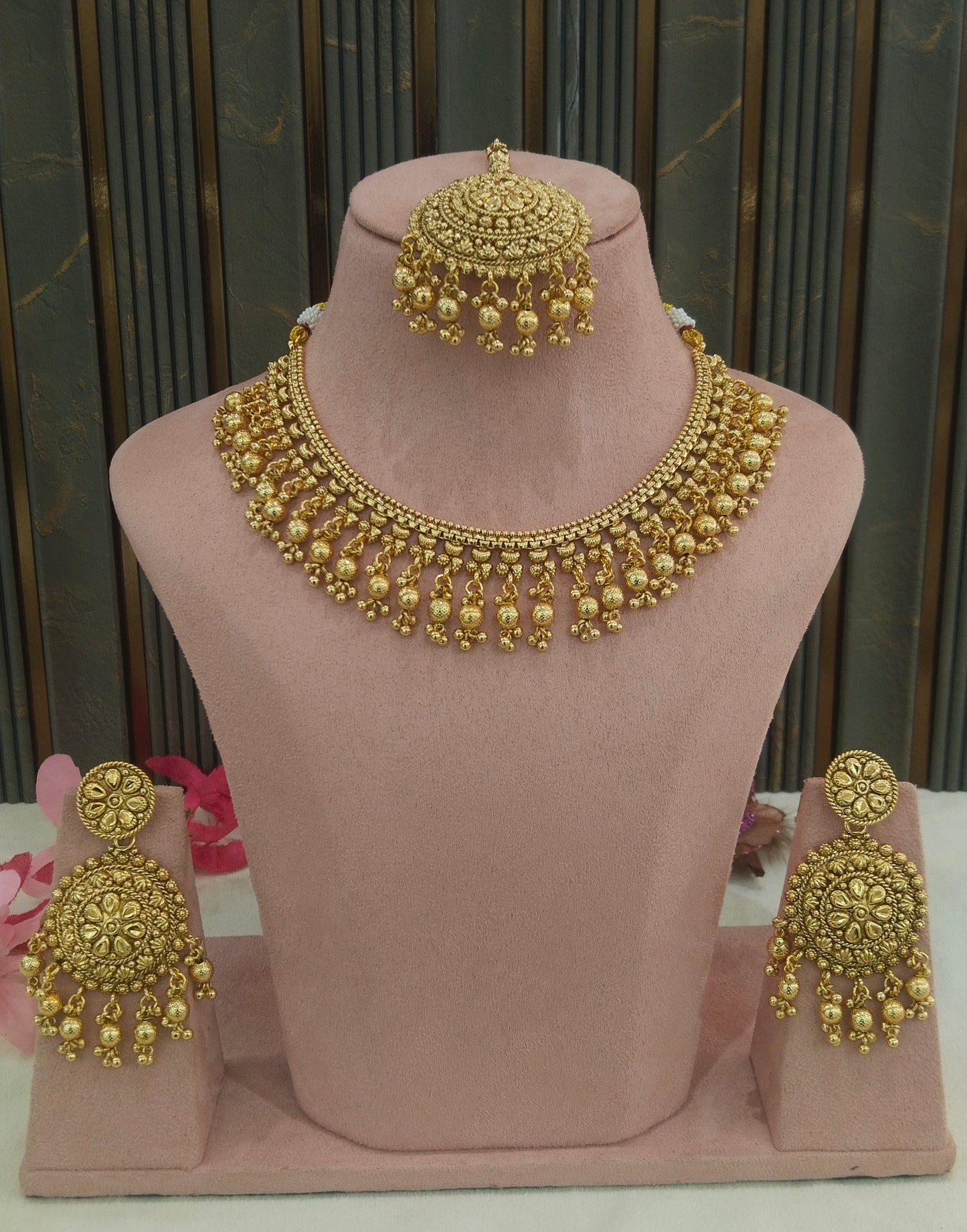 Gold Polki Punjabi Nacklace Birpal set