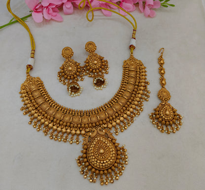 Gold Polki Bridal Necklace Kang Set