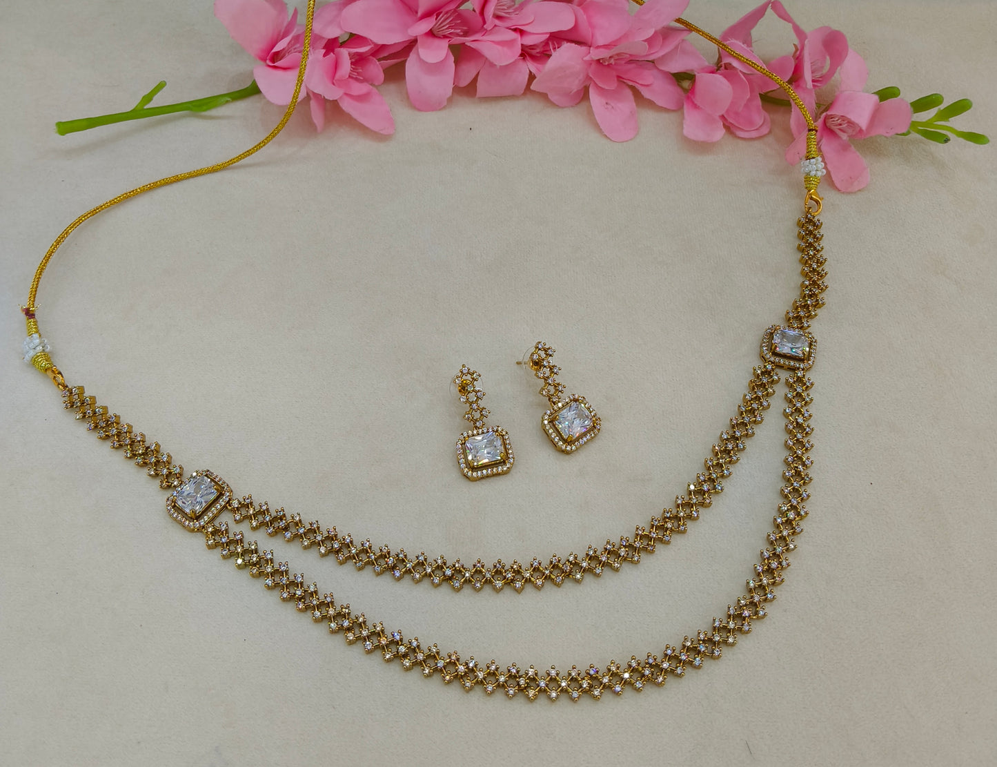 Antique CZ Necklace Jewellery Minori Set