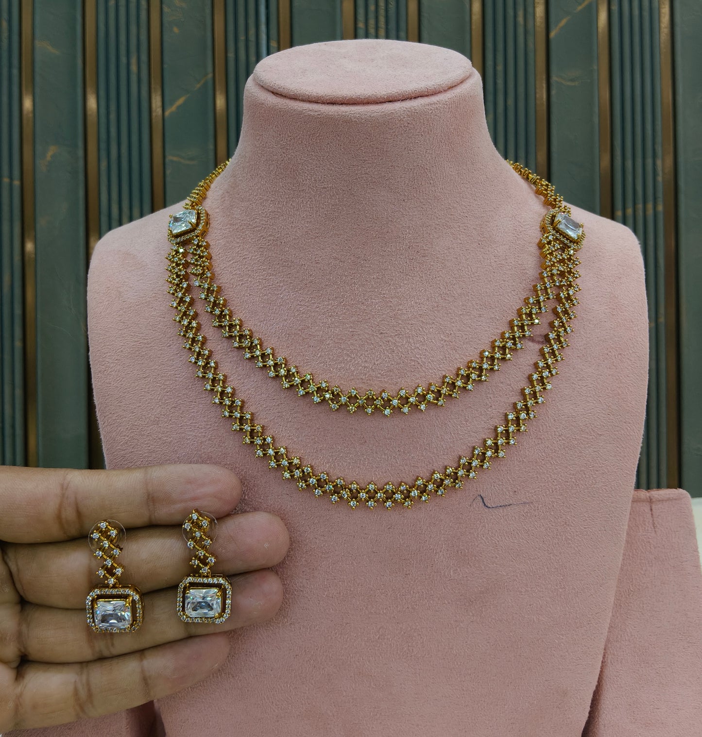 Antique CZ Necklace Jewellery Minori Set