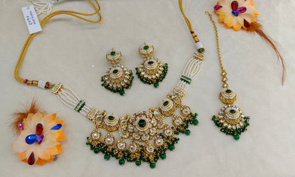 Gold Green Kundan Choker Jewellery Priyanka Sets