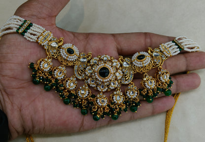 Gold Green Kundan Choker Jewellery Priyanka Sets