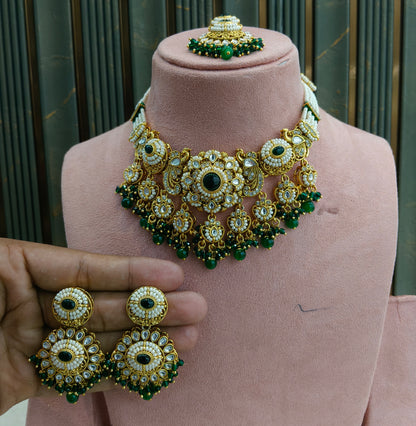 Gold Green Kundan Choker Jewellery Priyanka Sets