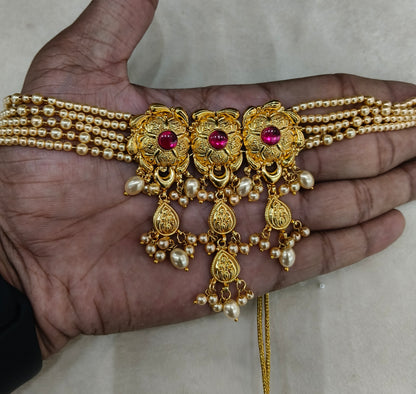 Ruby Gold Jadau Punjabi Style Choker Jewellery Smith Set