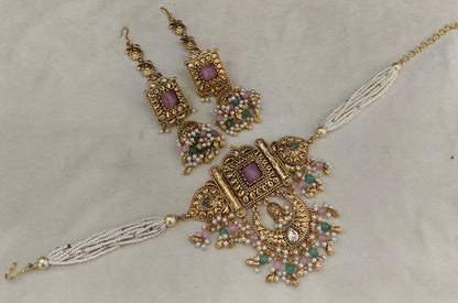 Goldi Mint Pink Choker Jewellery Addison Set