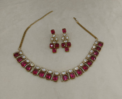 Ruby Moissanite Kundan Necklace Jewellery Nimy Set