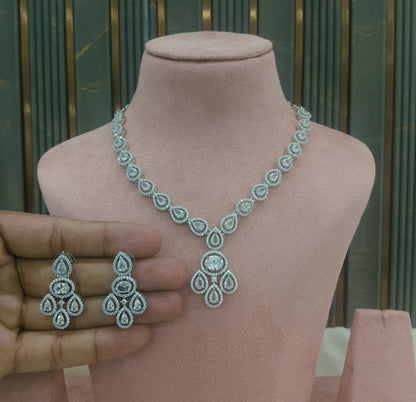 Silver American Diamond Ad Necklace Nicki Sets