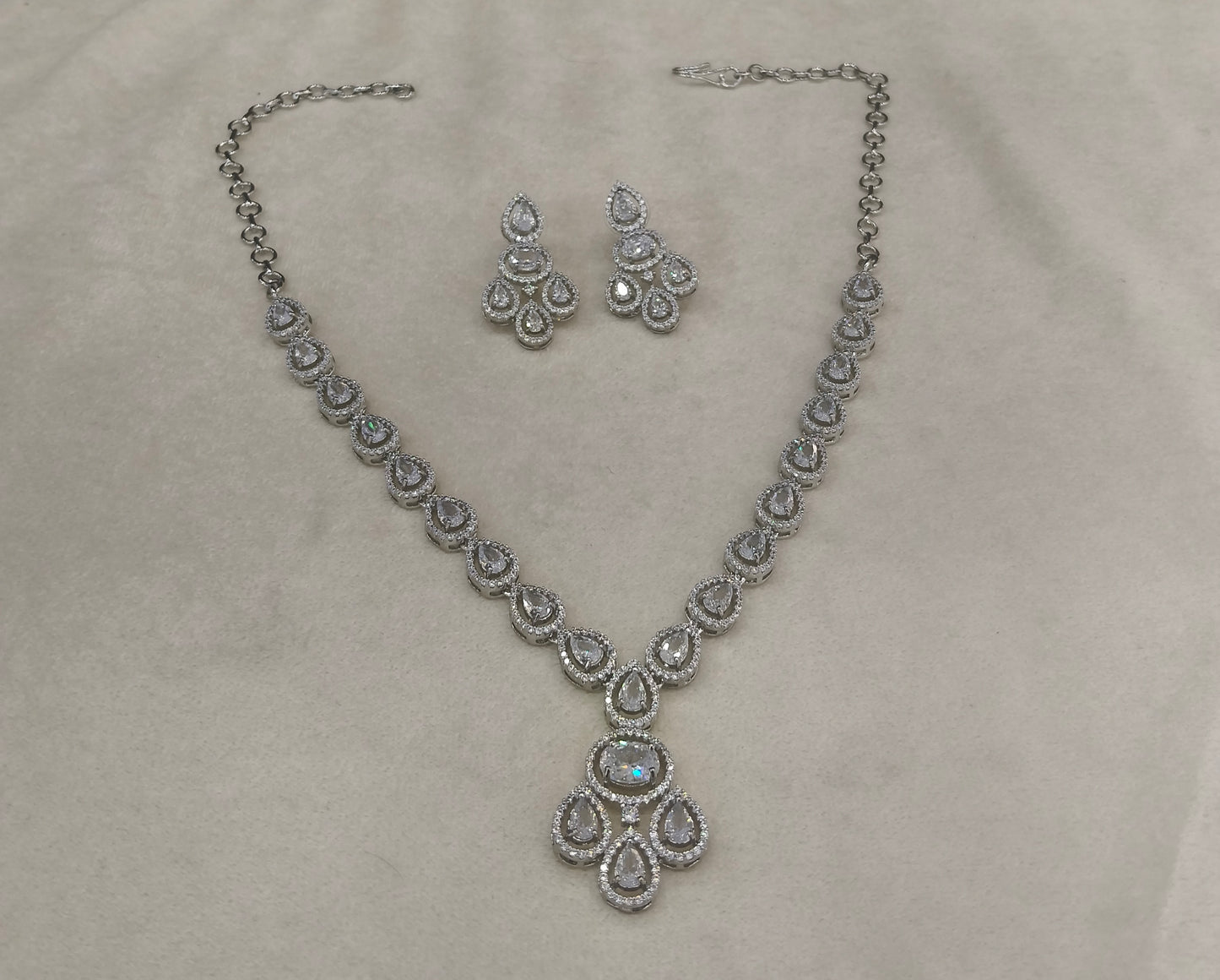 Silver American Diamond Ad Necklace Nicki Sets