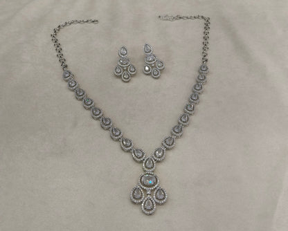 Silver American Diamond Ad Necklace Nicki Sets