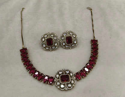 Ruby Moissanite Kundan Necklace Jewellery Soma Set