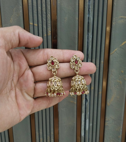 Antique Kundan Jhumki Bollywood Ramdeep Earrings