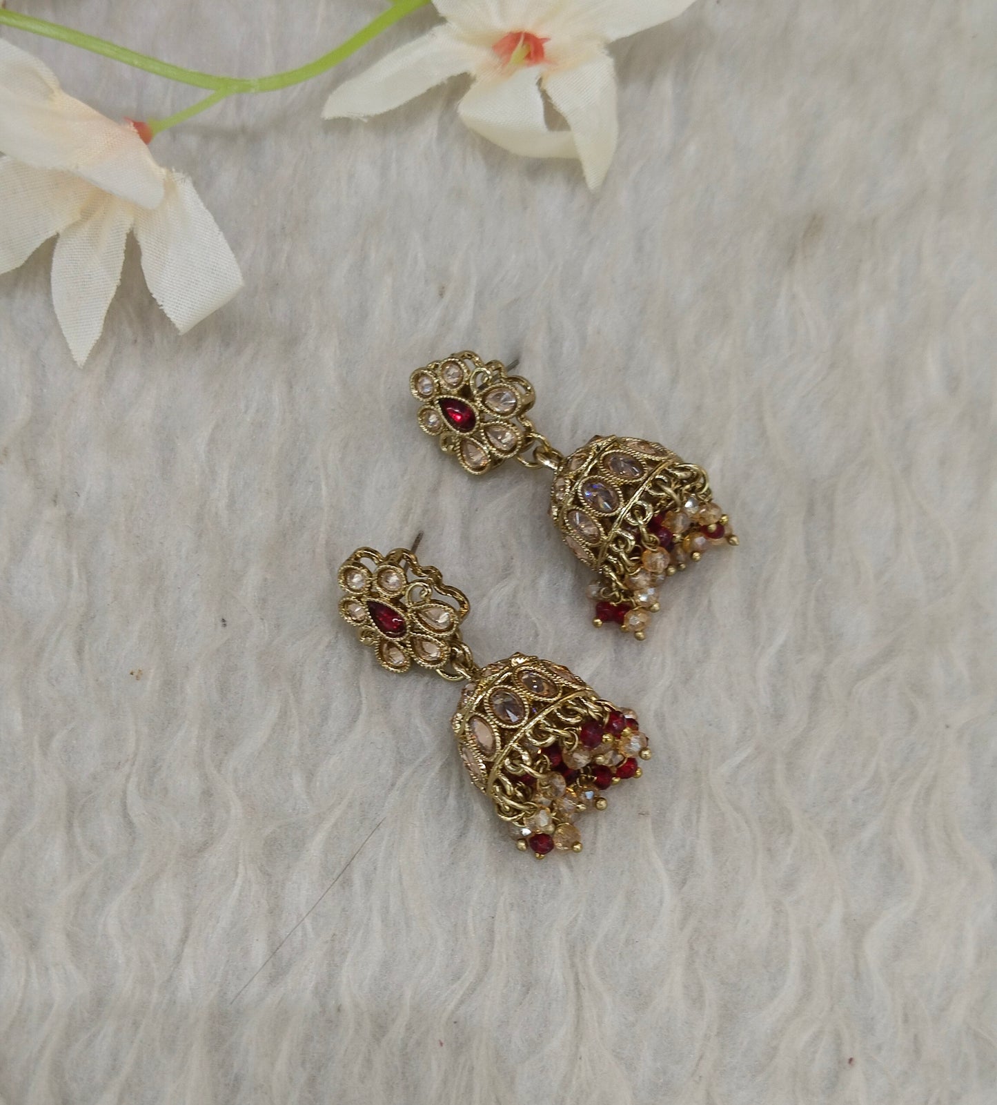 Antique Kundan Jhumki Bollywood Ramdeep Earrings