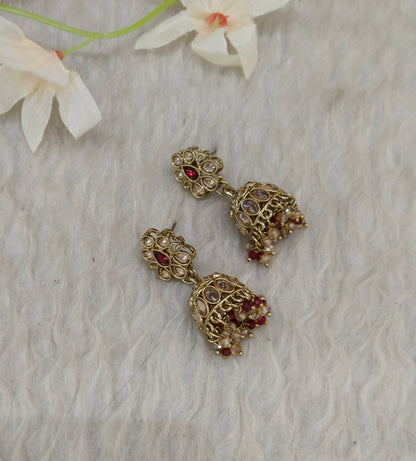 Antique Kundan Jhumki Bollywood Ramdeep Earrings
