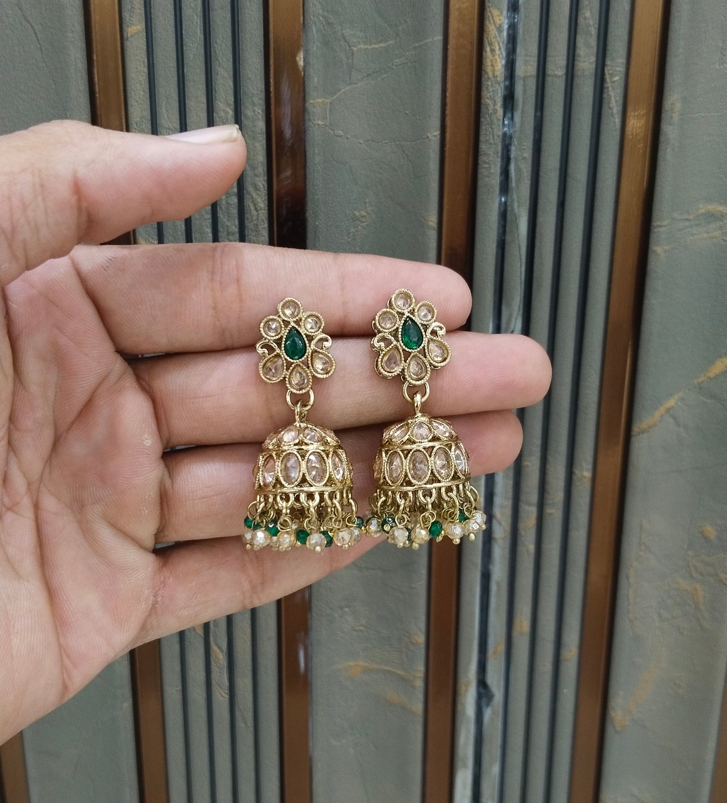 Antique Kundan Jhumki Bollywood Ramdeep Earrings