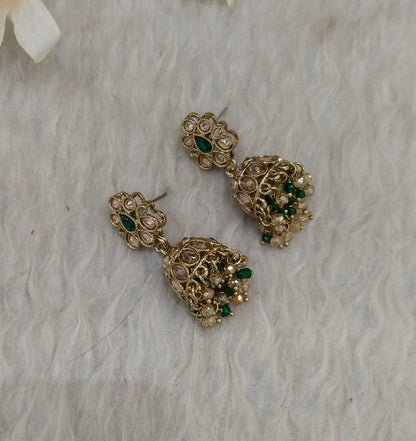 Antique Kundan Jhumki Bollywood Ramdeep Earrings