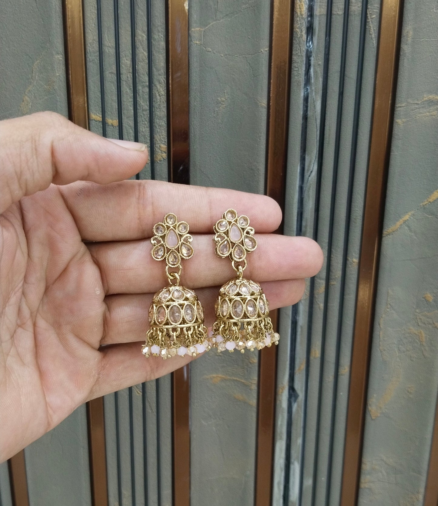 Antique Kundan Jhumki Bollywood Ramdeep Earrings
