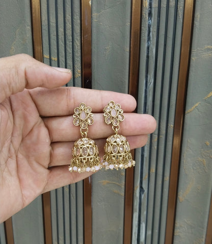 Antique Kundan Jhumki Bollywood Ramdeep Earrings