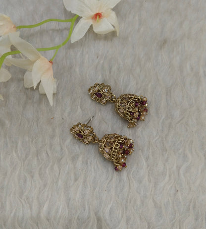 Antique Kundan Jhumki Bollywood Ramdeep Earrings