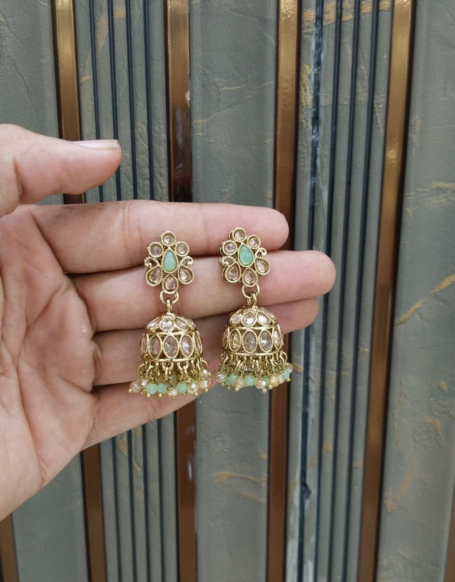 Antique Kundan Jhumki Bollywood Ramdeep Earrings