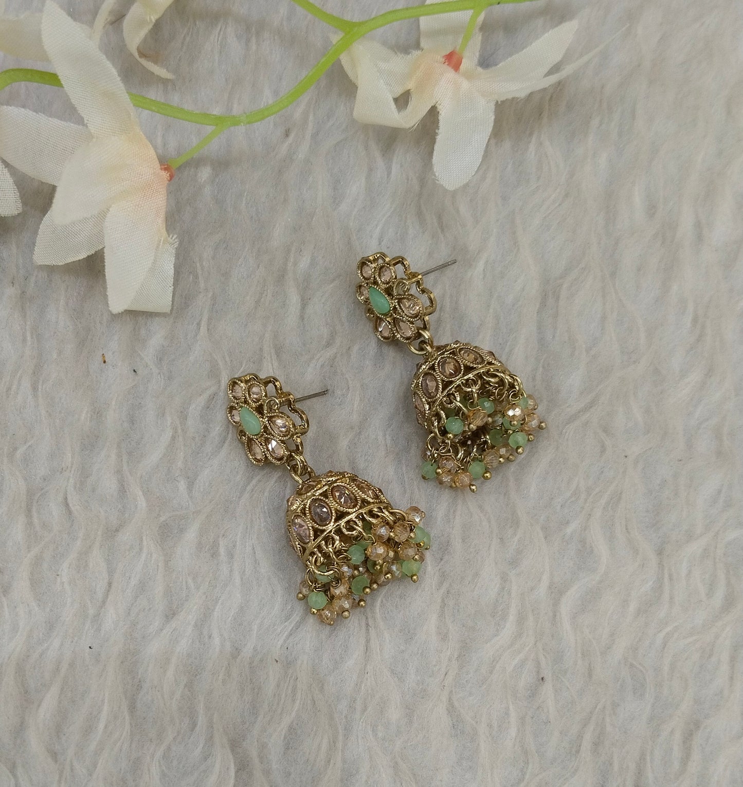 Antique Kundan Jhumki Bollywood Ramdeep Earrings