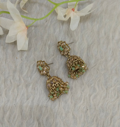 Antique Kundan Jhumki Bollywood Ramdeep Earrings