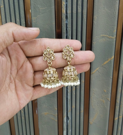 Antique Kundan Jhumki Bollywood Ramdeep Earrings