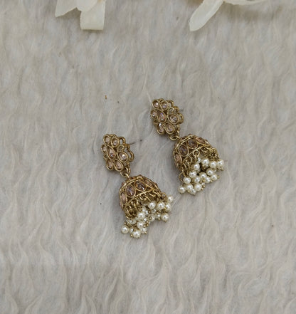 Antique Kundan Jhumki Bollywood Ramdeep Earrings