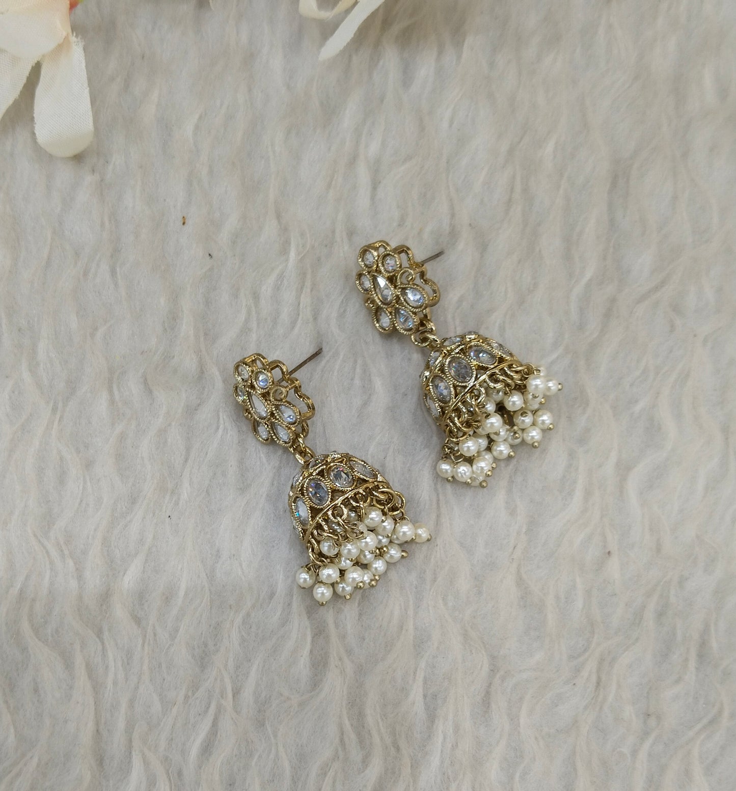 Antique Kundan Jhumki Bollywood Ramdeep Earrings