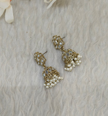 Antique Kundan Jhumki Bollywood Ramdeep Earrings