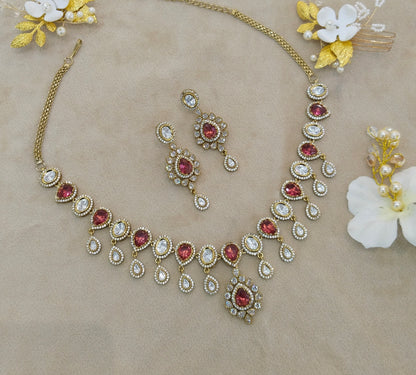Ruby Moissanite Kundan Necklace Jewellery Rohini Set