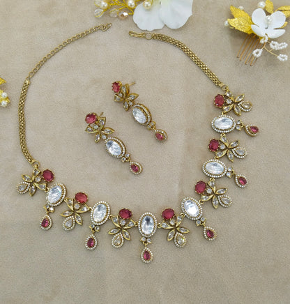 Ruby Moissanite Kundan Necklace Jewellery Chani Set