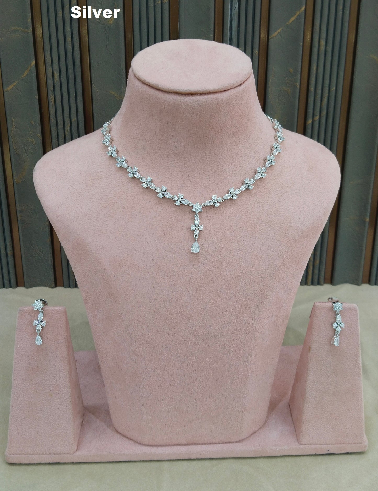 Silver CZ Stone Necklace Jewellery Sheet Sets