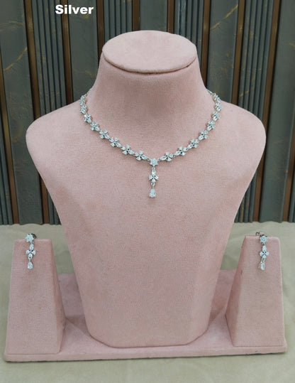 Silver CZ Stone Necklace Jewellery Sheet Sets