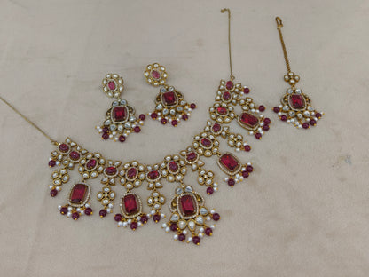 Ruby Moissanite Kundan Necklace Jewellery Remi Set