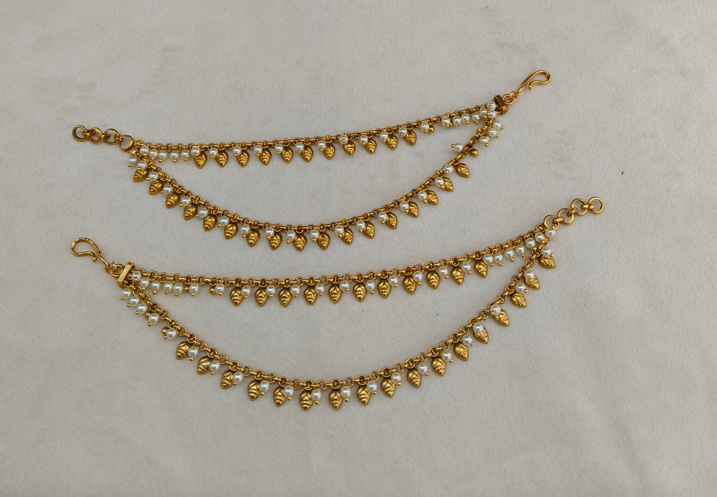 Gold White Polki Sahare Earchains
