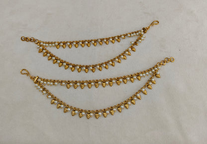 Gold White Polki Sahare Earchains
