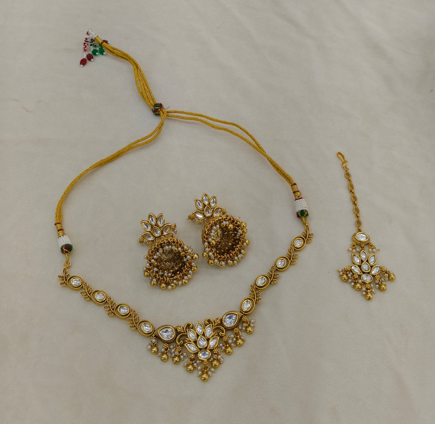 Gold Polki Kundan Necklace Jewellery Joda Set