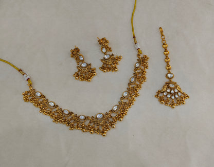 Gold Polki Kundan Necklace Jewellery Joda Set
