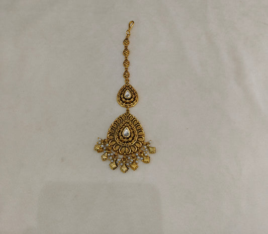 Gold polki Tikka Jewellery Headpiece Set
