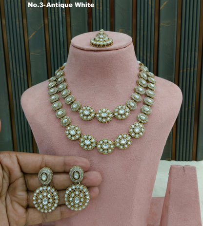 Antique White Moissanite Kundan Necklace Jewellery Ronit Set